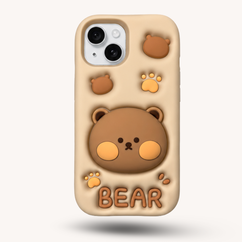 iPhone 14 Bear Soft Silicone Case – Brown