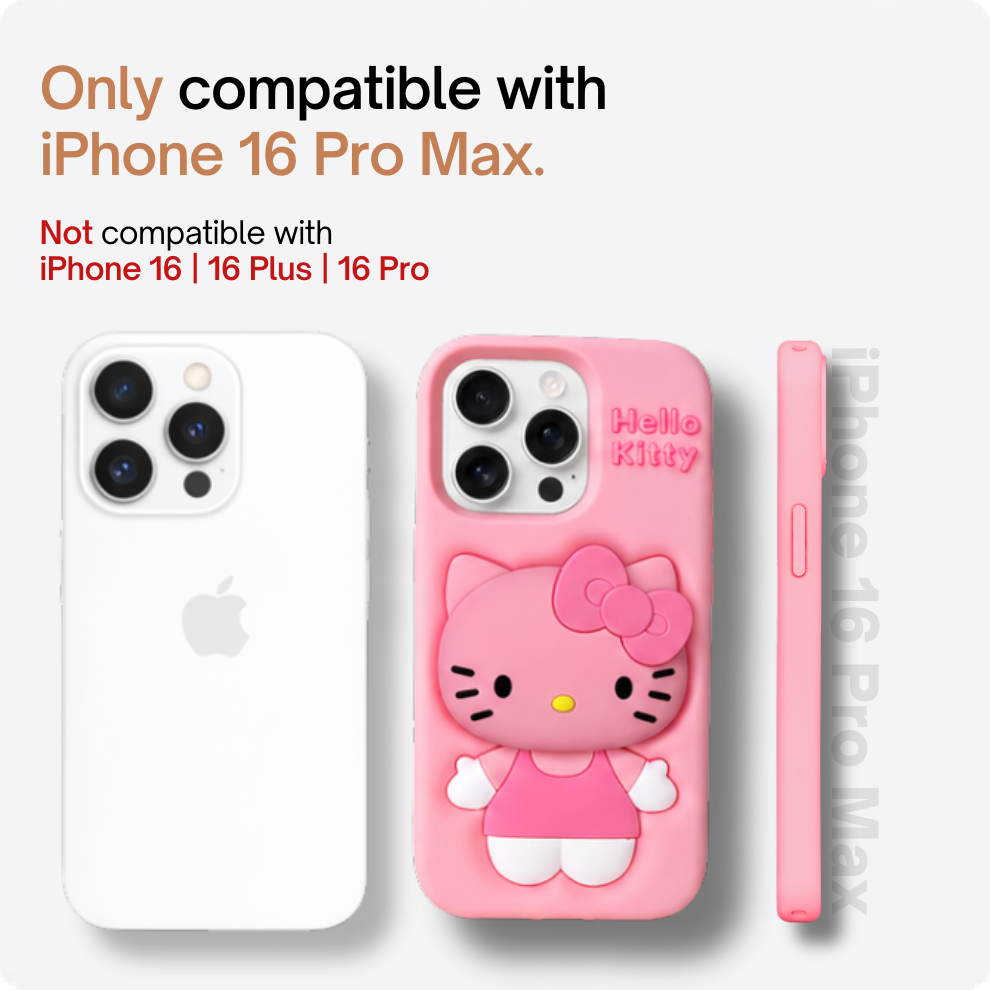 iPhone 16 Pro Max Kitty Cat Soft Silicone Case – Pink