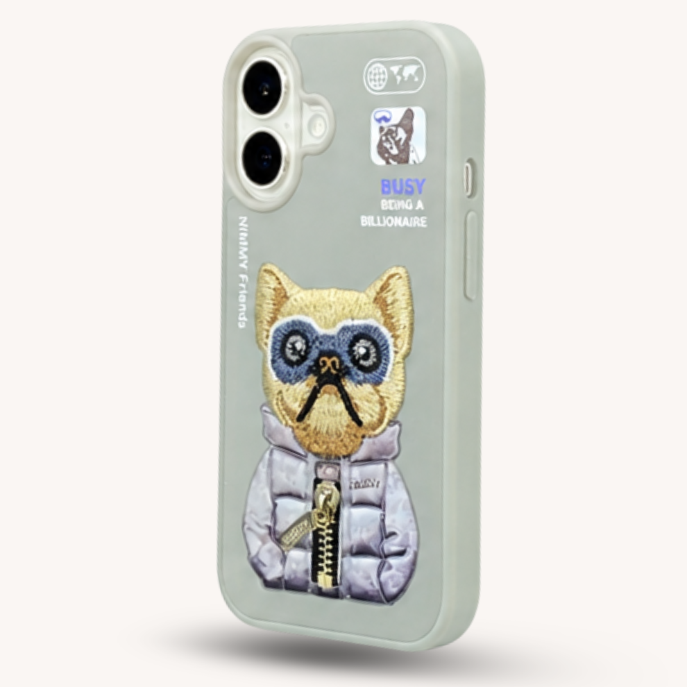 iPhone 16 3D Dog Case – Grey