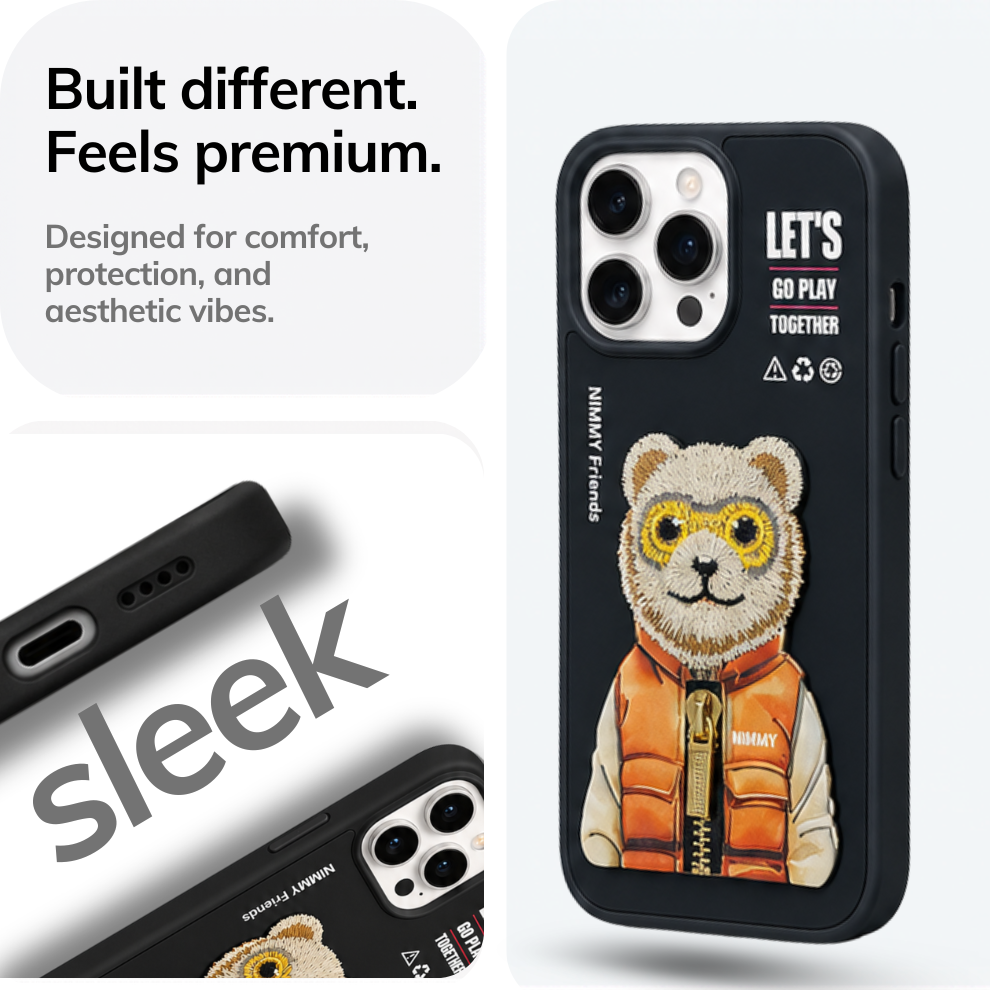 iPhone 14 Pro Max 3D Bear Case – Black
