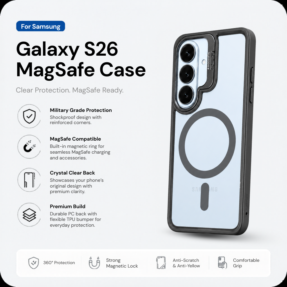 Samsung S26 Clear MagSafe Case – Grey