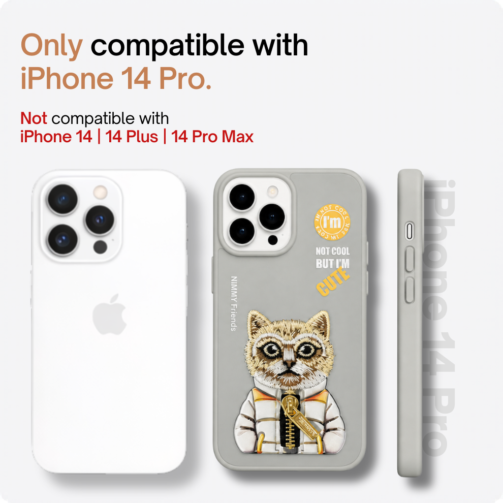 iPhone 14 Pro 3D Cat Case – Grey