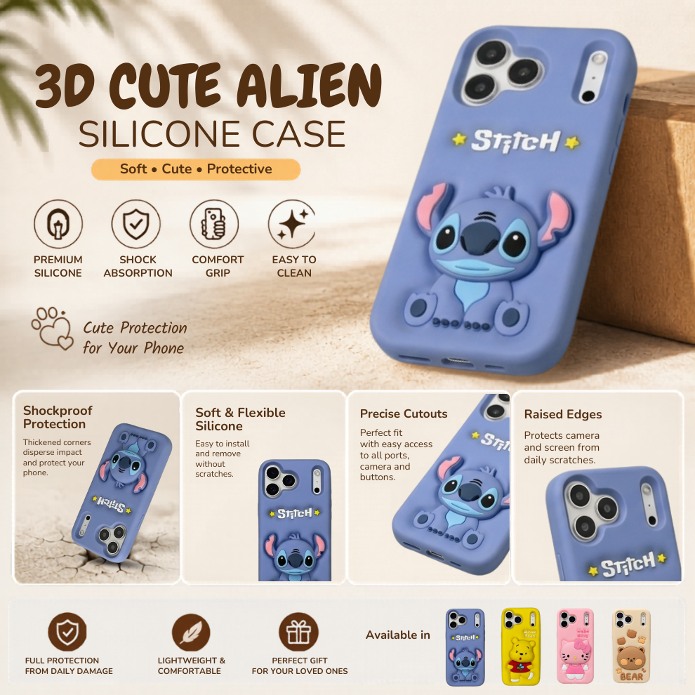 iPhone 17 Pro Alien Soft Silicone Case – Blue