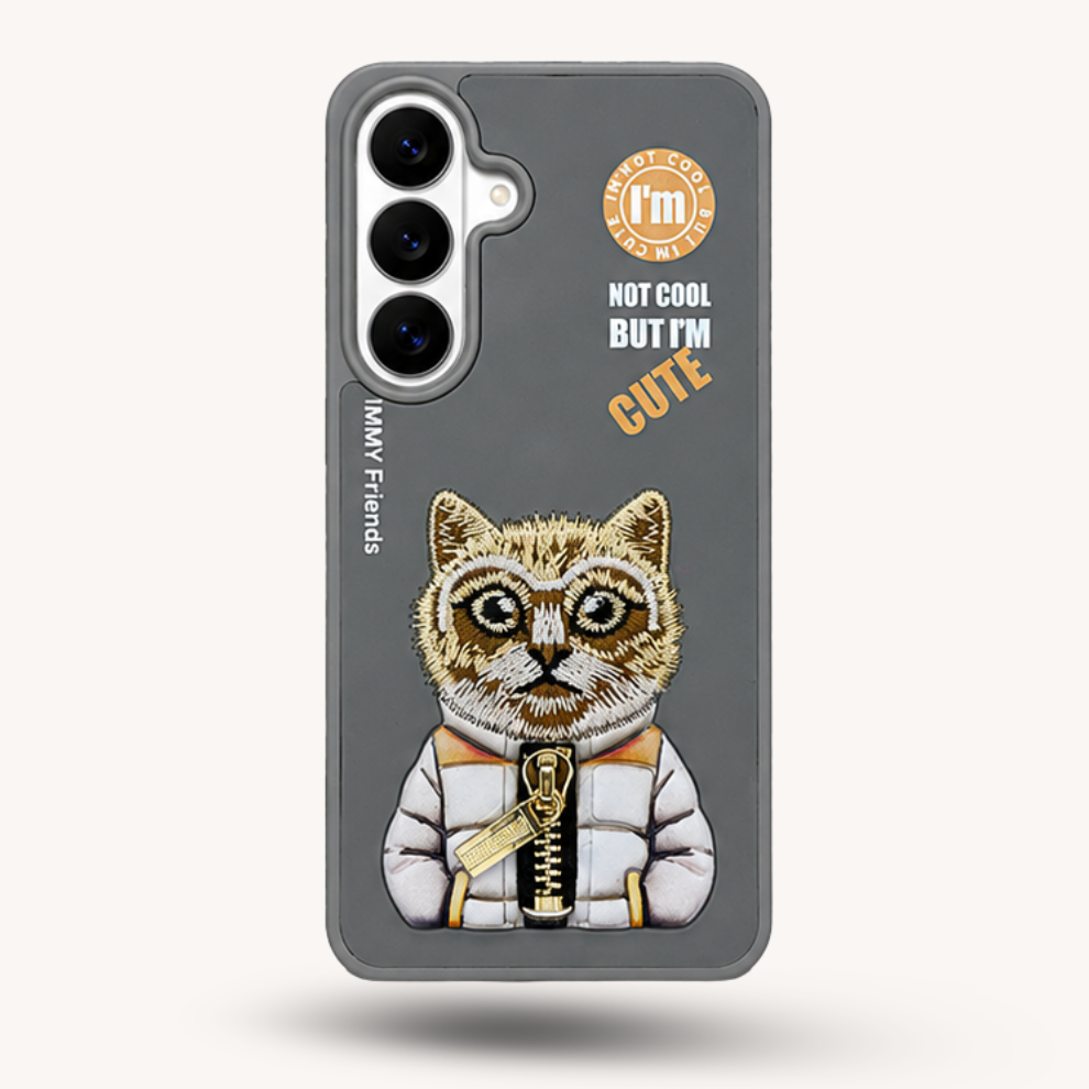 Samsung S26 3D Cat Case – Grey