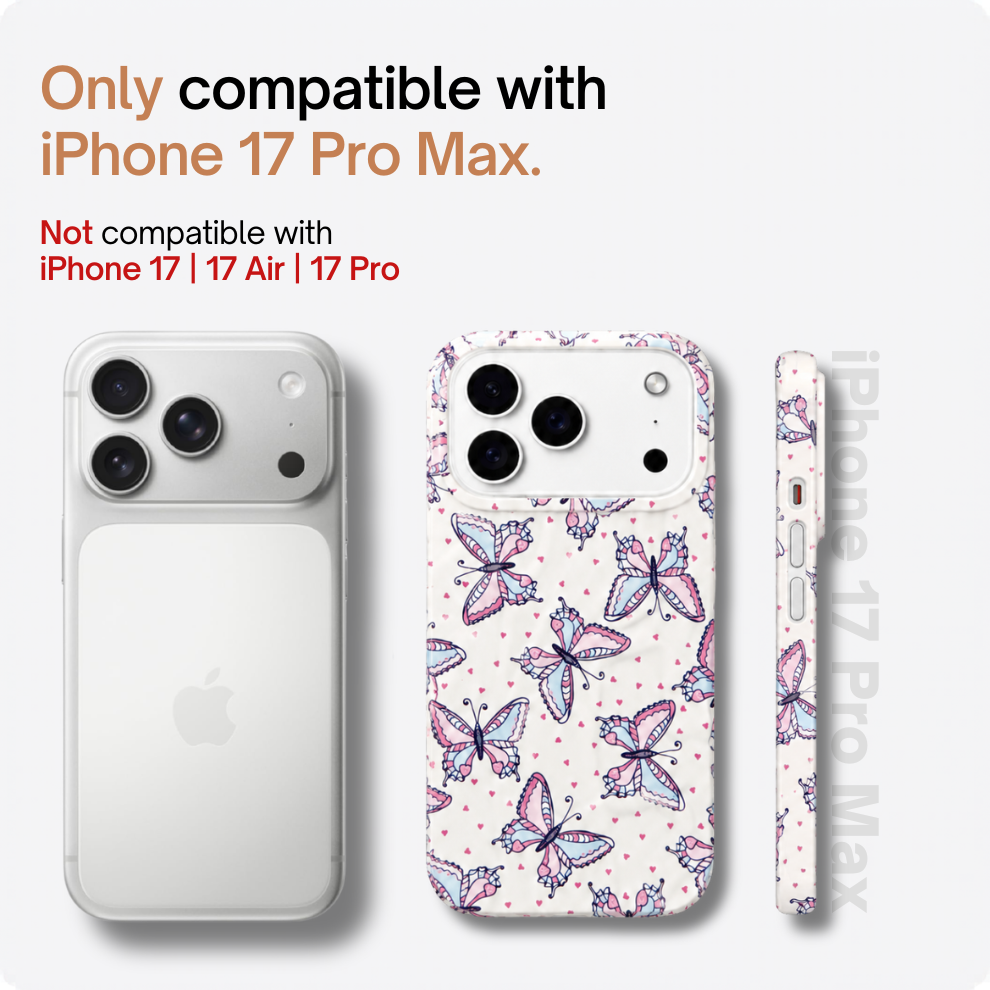 iPhone 17 Pro Max Butterfly Pattern Protective Case – Floral