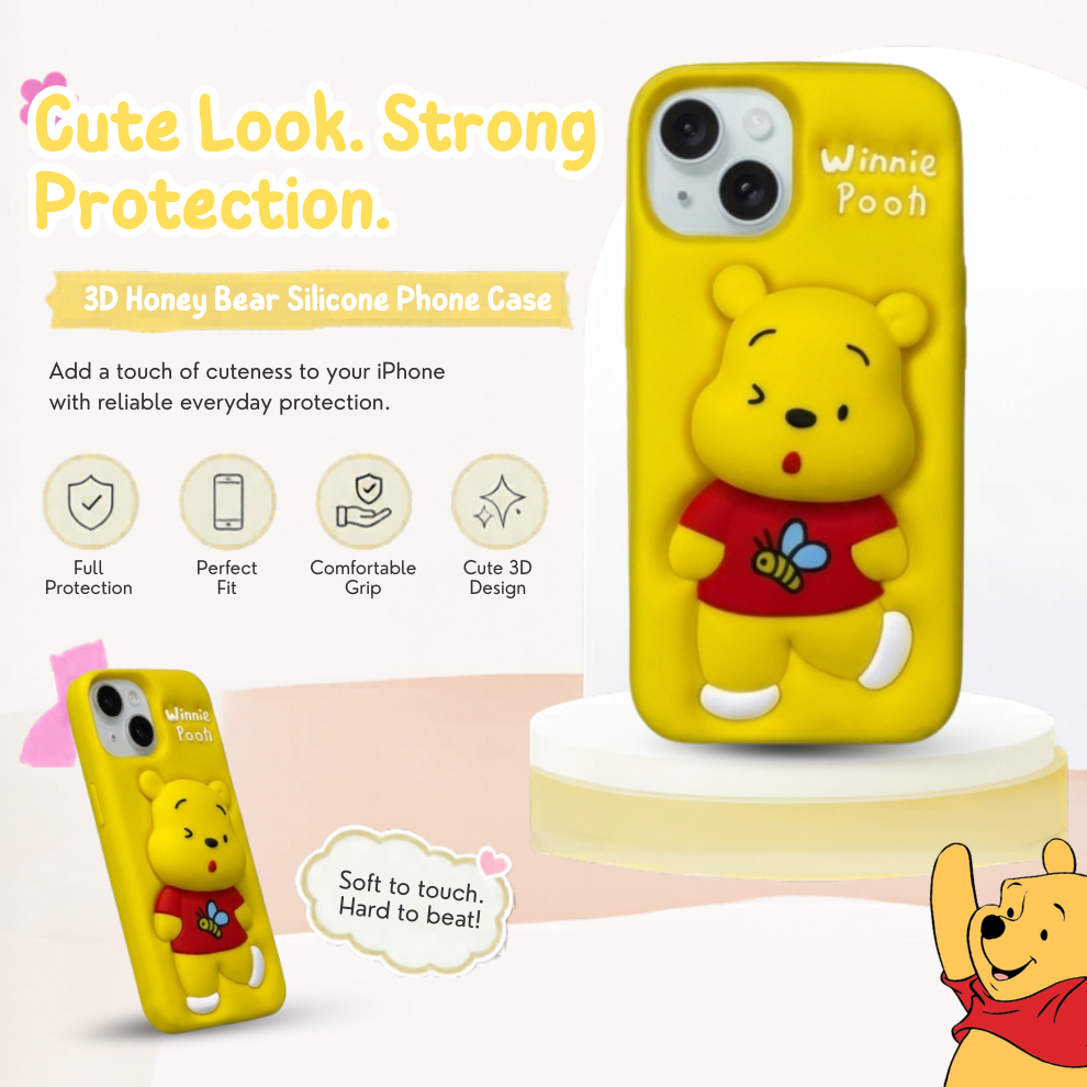 iPhone 14 Honey Bear Soft Silicone Case – Yellow