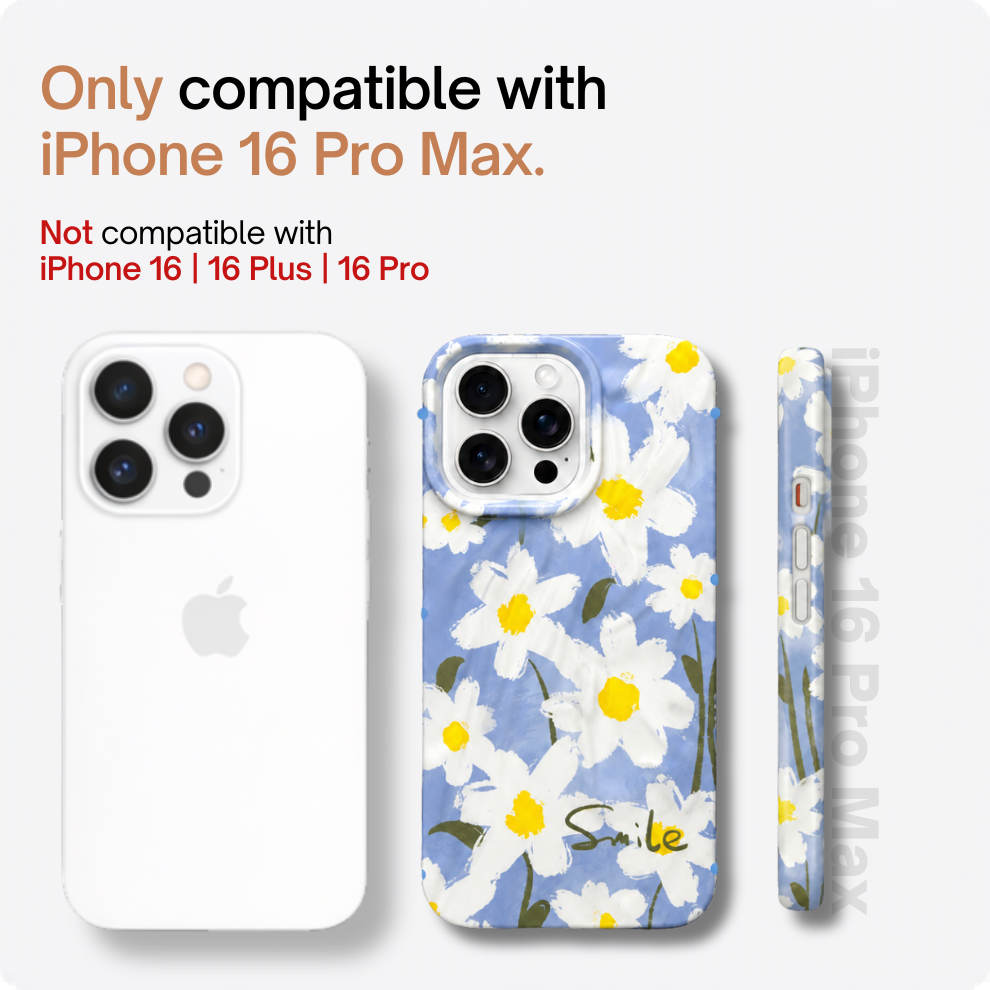 iPhone 16 Pro Max Daisy Pattern Protective Case – Floral