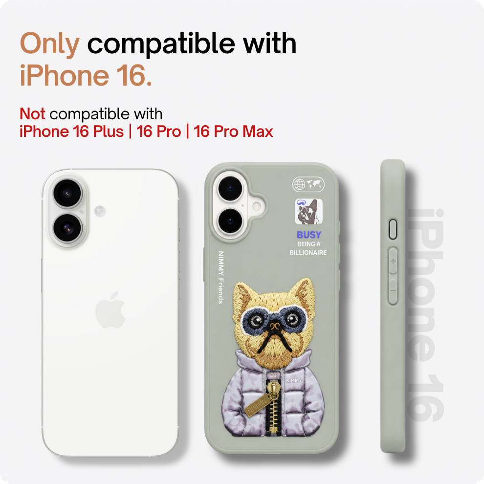 iPhone 16 3D Dog Case – Grey
