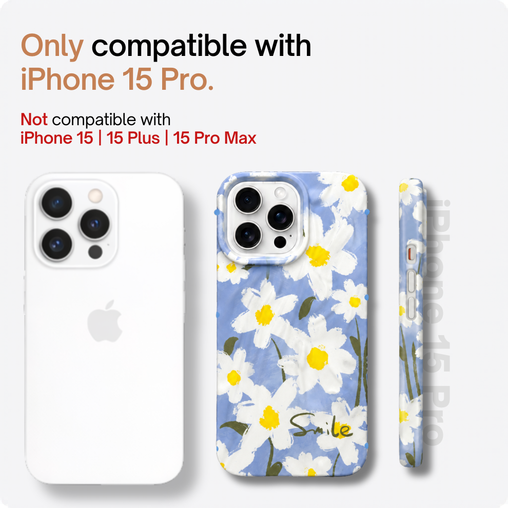 iPhone 15 Pro Daisy Pattern Protective Case – Floral