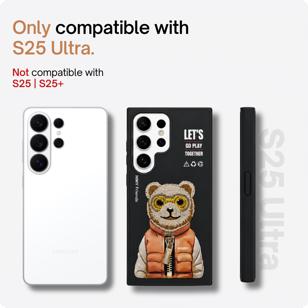 Samsung S25 Ultra 3D Bear Case – Black