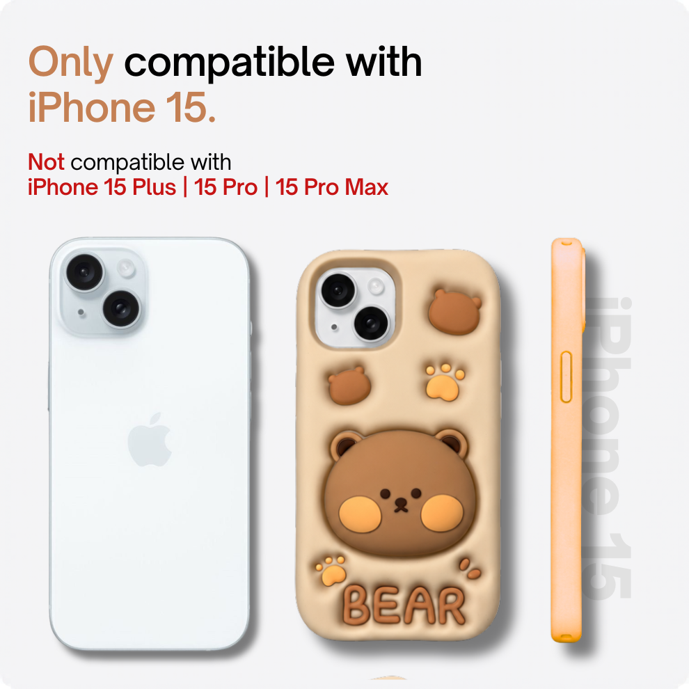 iPhone 15 Bear Soft Silicone Case – Brown