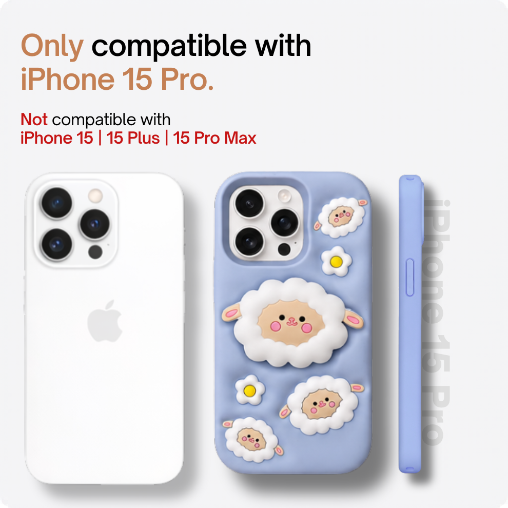 iPhone 15 Pro Sheep Soft Silicone Case – Blue