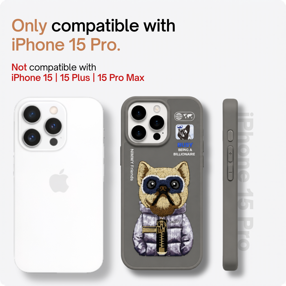 iPhone 15 Pro 3D Dog Case – Grey