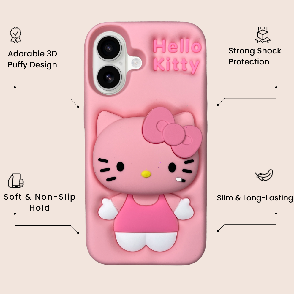 iPhone 17 Kitty Cat Soft Silicone Case – Pink