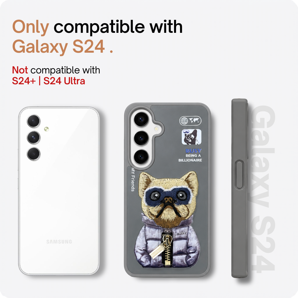 Samsung S24 3D Dog Case – Grey