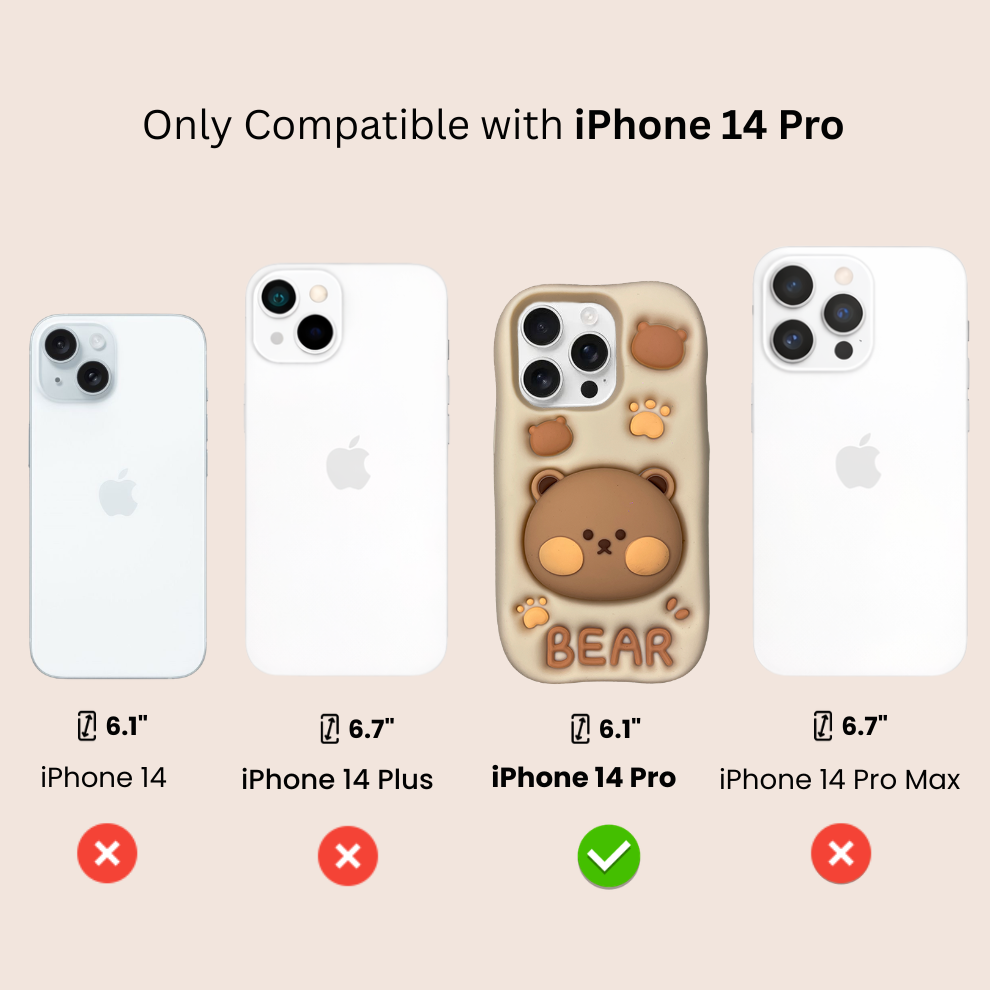 iPhone 14 Pro Bear Soft Silicone Case – Brown