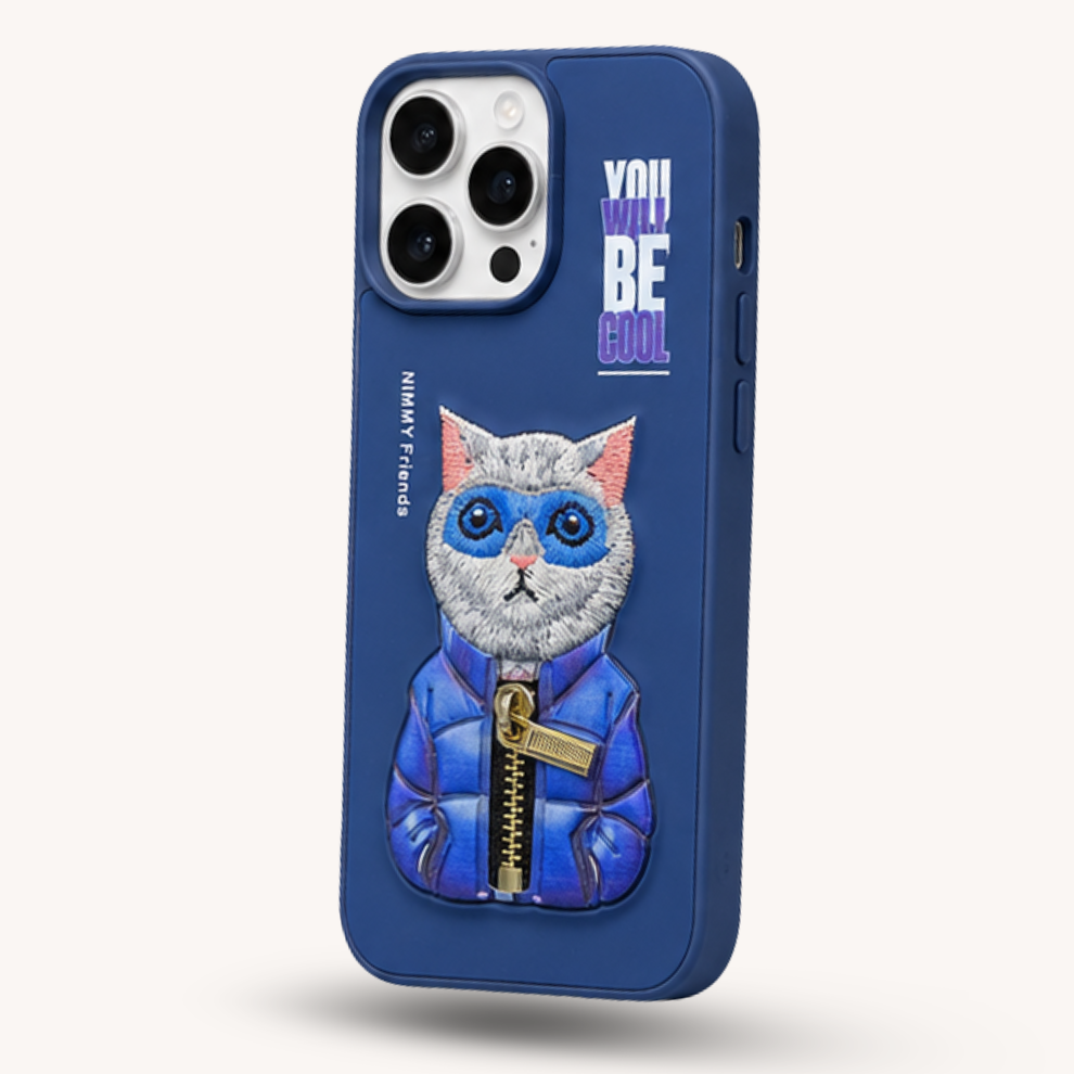 iPhone 16 Pro Max 3D Cat Case – Blue