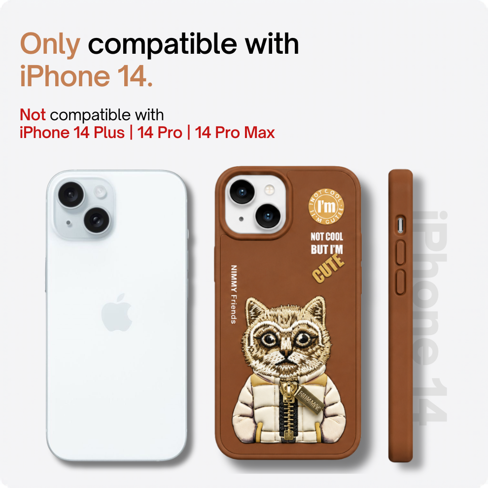 iPhone 14 3D Cat Case – Brown
