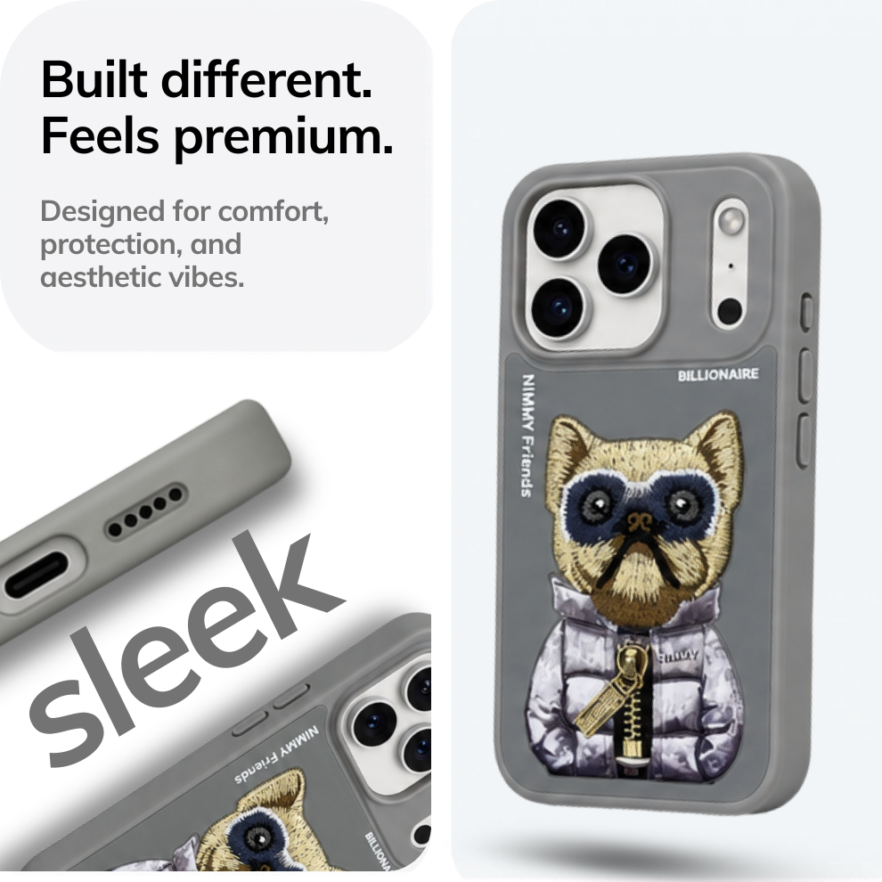 iPhone 17 Pro Max 3D Dog Case – Grey
