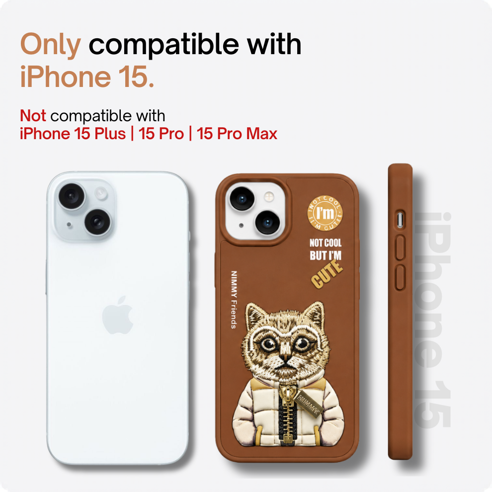 iPhone 15 3D Cat Case – Brown