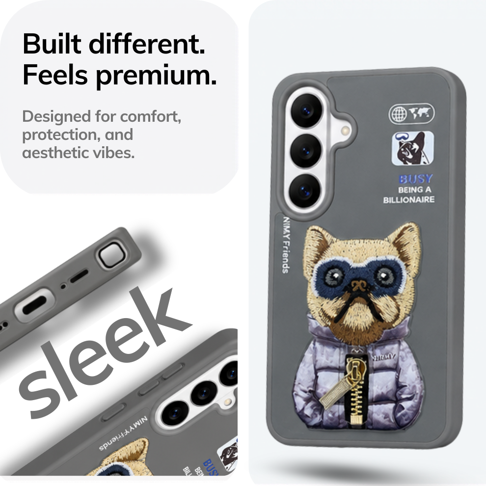 Samsung S26 3D Dog Case – Grey