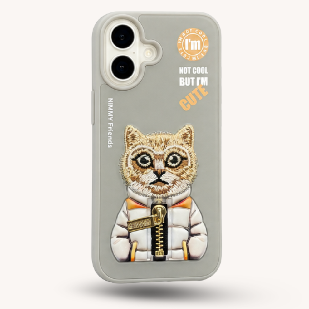 iPhone 16 3D Cat Case – Grey