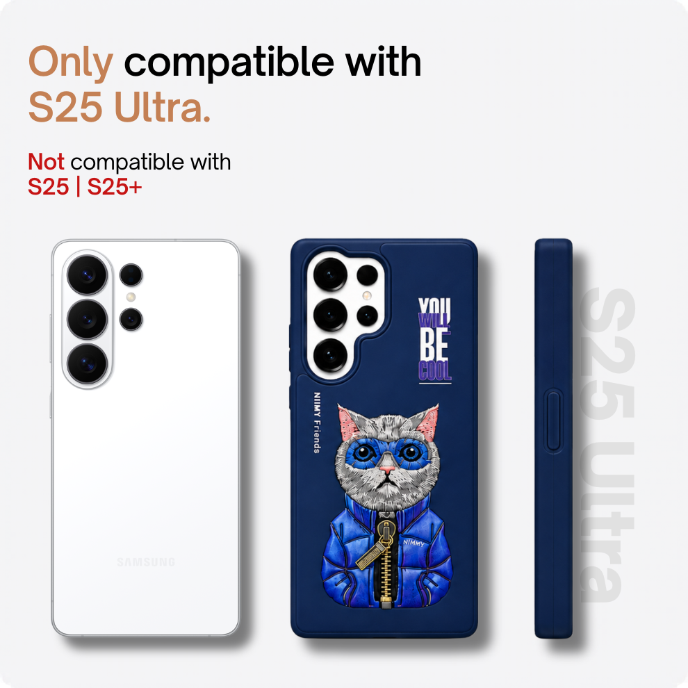Samsung S25 Ultra 3D Cat Case – Blue