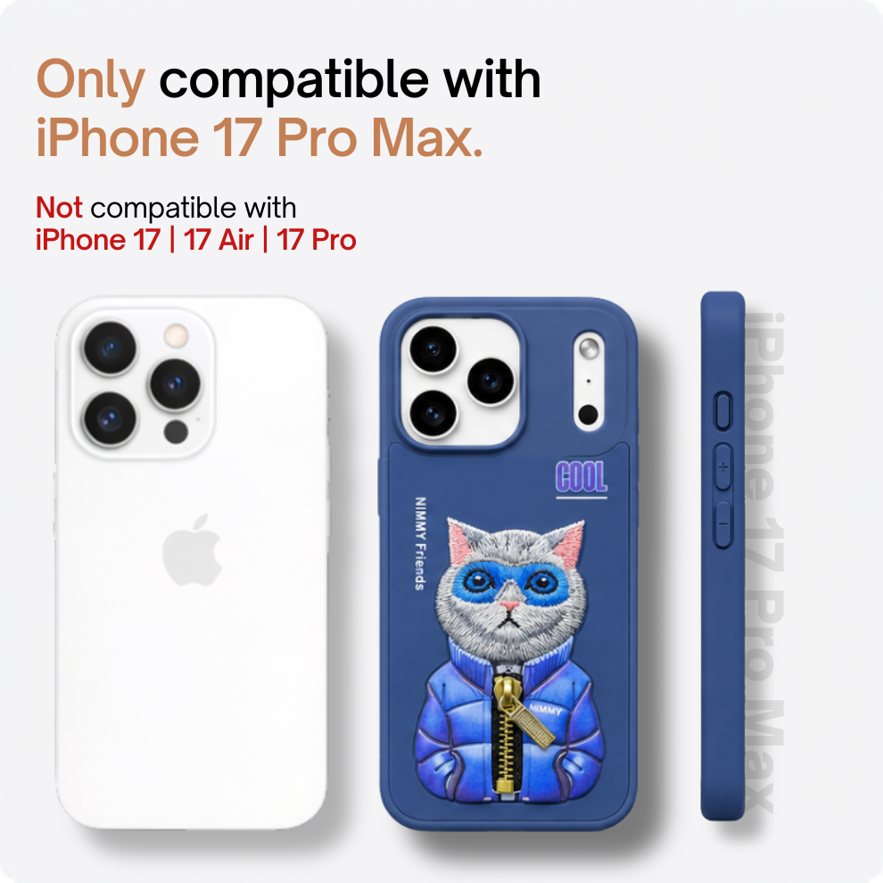 iPhone 17 Pro Max 3D Cat Case – Blue