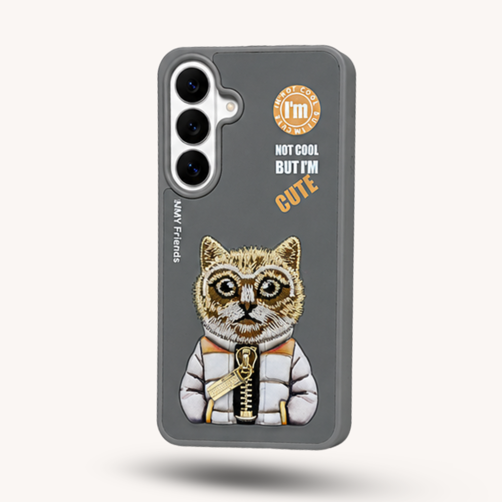 Samsung S26 3D Cat Case – Grey