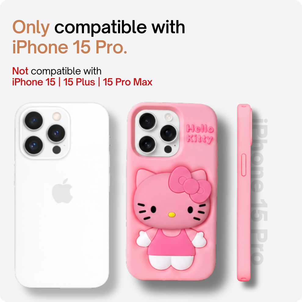 iPhone 15 Pro Kitty Cat Soft Silicone Case – Pink