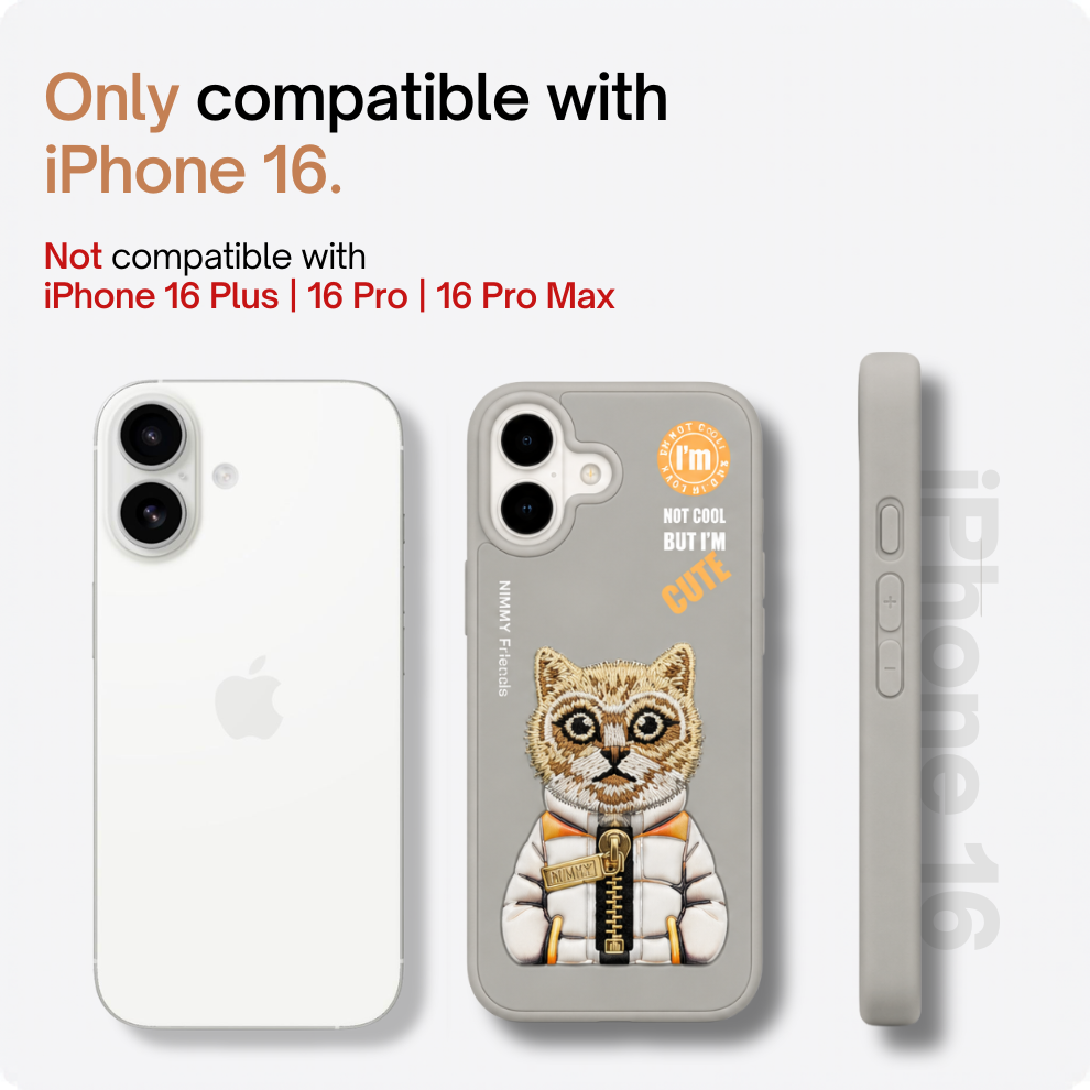 iPhone 16 3D Cat Case – Grey