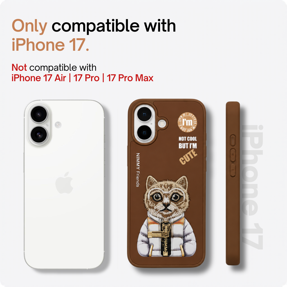 iPhone 17 3D Cat Case – Brown