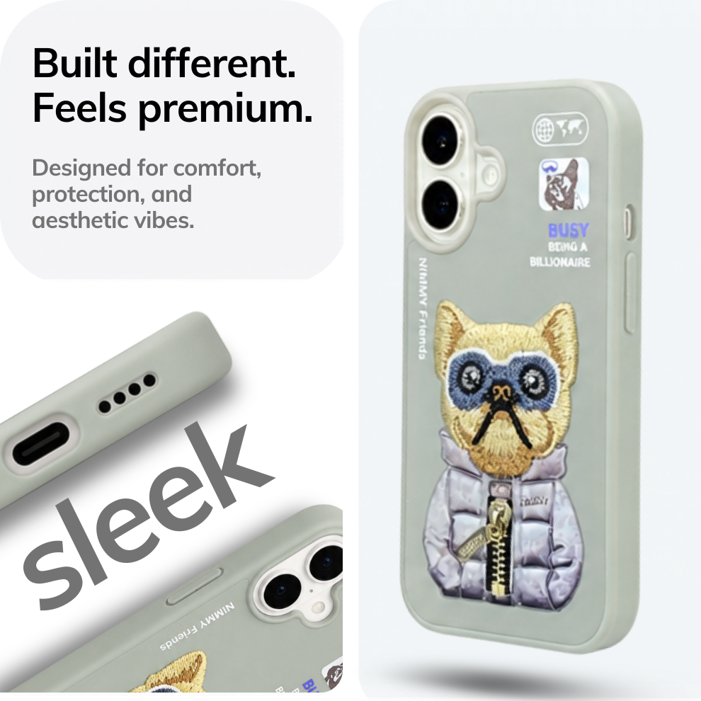 iPhone 16 3D Dog Case – Grey