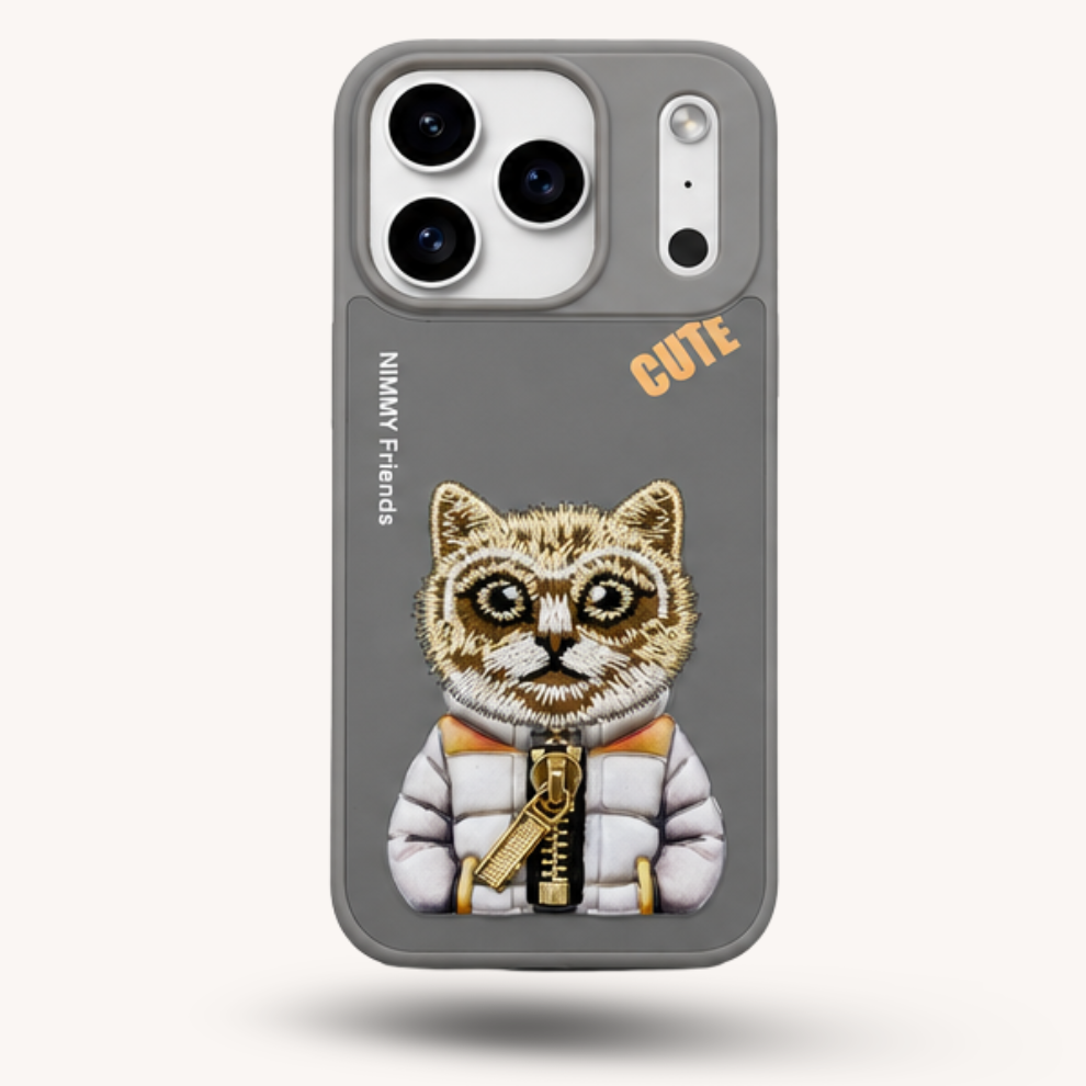 iPhone 17 Pro Max 3D Cat Case – Grey