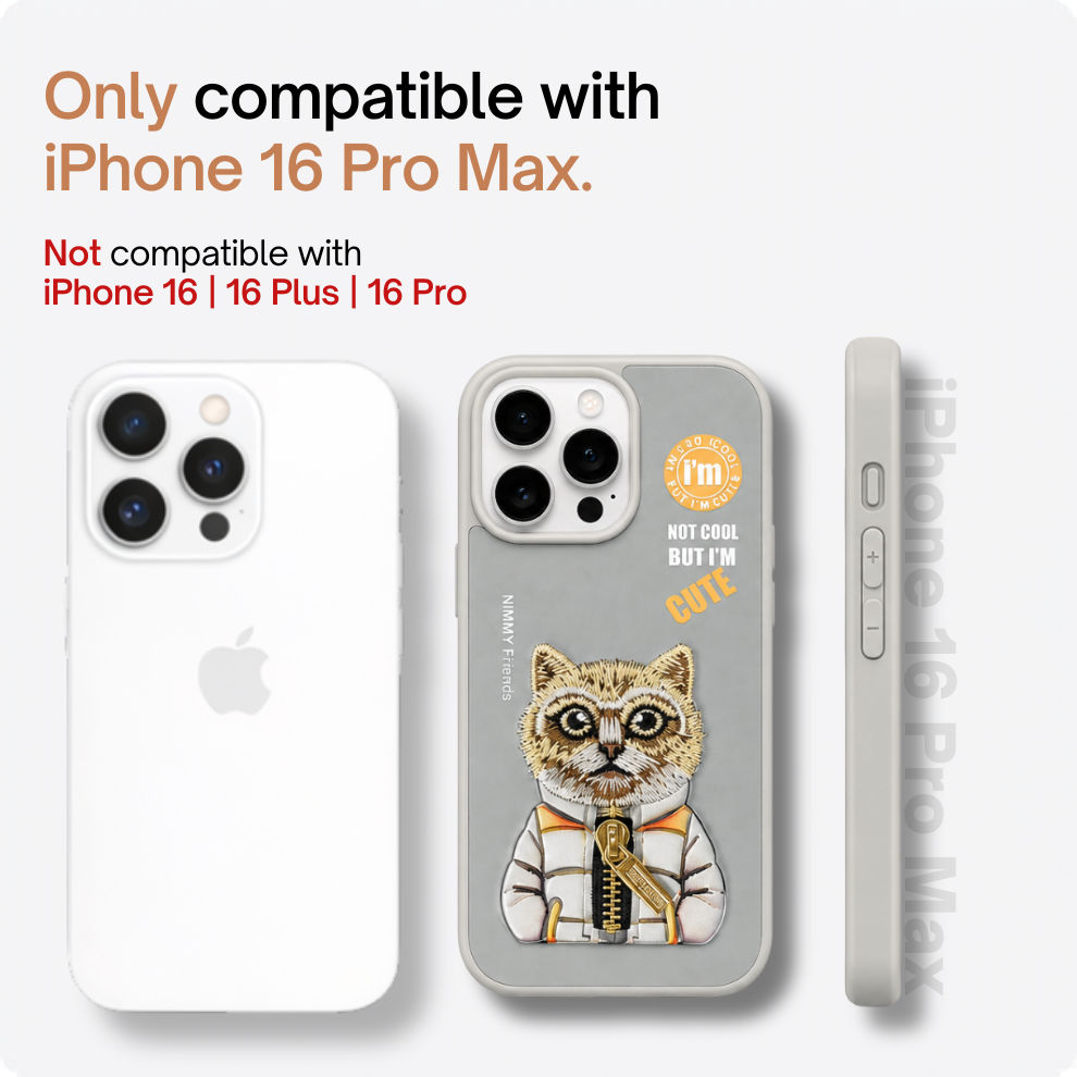 iPhone 16 Pro Max 3D Cat Case – Grey