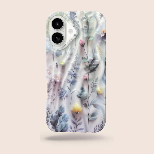 Botanical Floral Case for iPhone 17 – Premium Matte Printed Slim Shockproof Protective Cover (Soft Pastel Leaves Design)