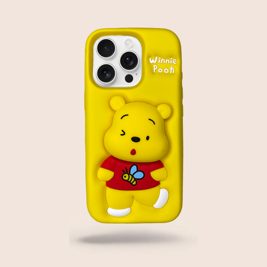 Cute Bear 3D Silicone Case for iPhone 16 – Shockproof Soft Cover