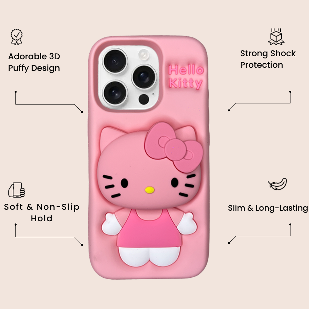 iPhone 14 Pro Kitty Cat Soft Silicone Case – Pink