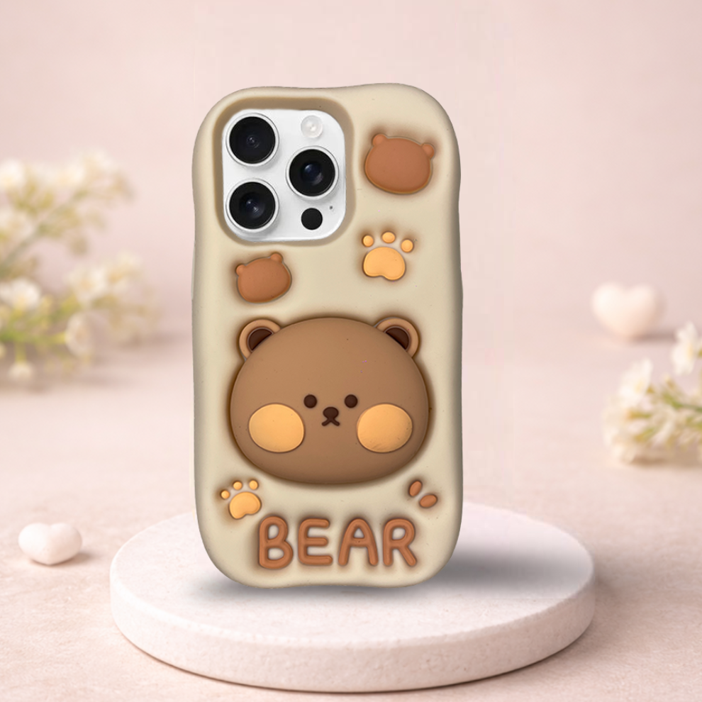 iPhone 14 Pro Bear Soft Silicone Case – Brown