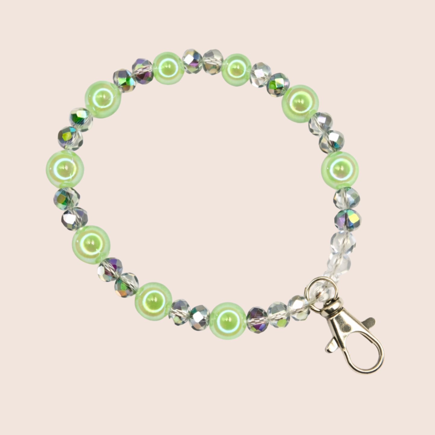 🌈 Iridescent Pearl Phone Charm – Fairy Glam Crystal Wrist Strap ✨