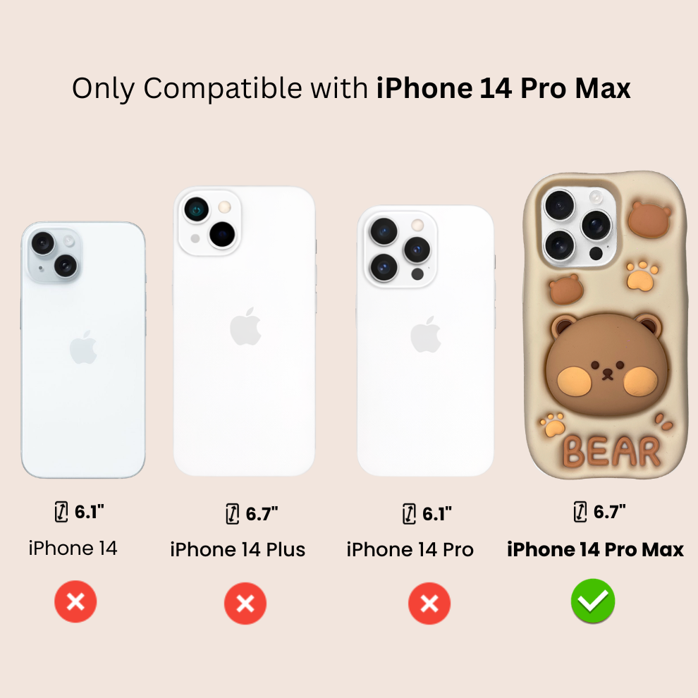 iPhone 14 Pro Max Bear Soft Silicone Case – Brown