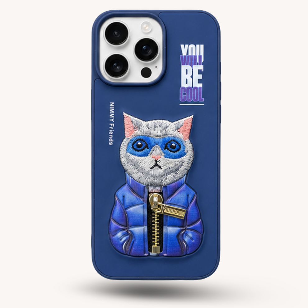iPhone 16 Pro Max 3D Cat Case – Blue