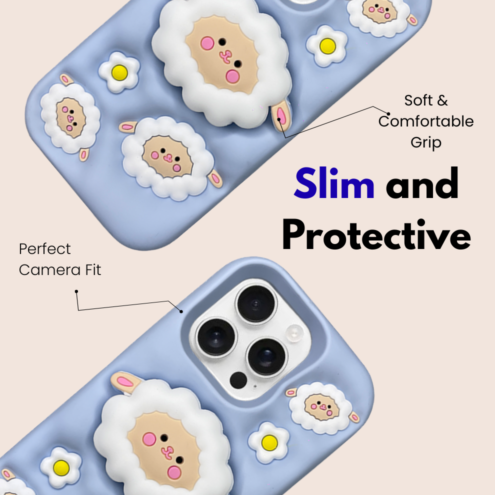 iPhone 14 Pro Sheep Soft Silicone Case – Blue