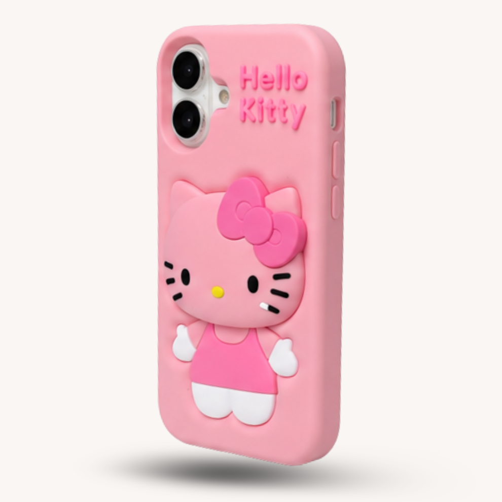 iPhone 17 Kitty Cat Soft Silicone Case – Pink
