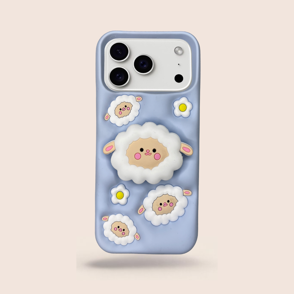 iPhone 17 Pro Sheep Soft Silicone Case – Blue
