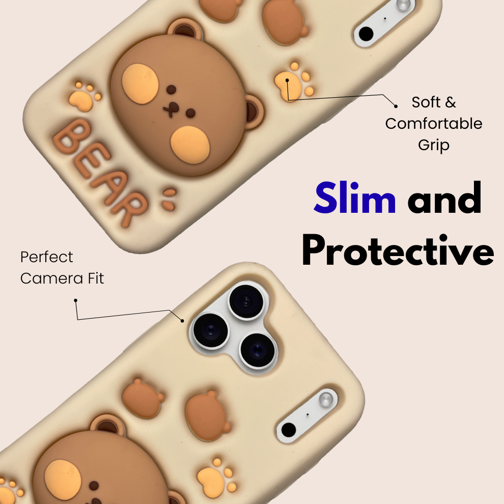iPhone 17 Pro Max Bear Soft Silicone Case – Brown