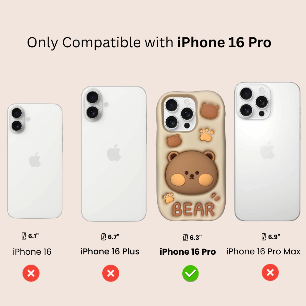 iPhone 16 Pro Bear Soft Silicone Case – Brown