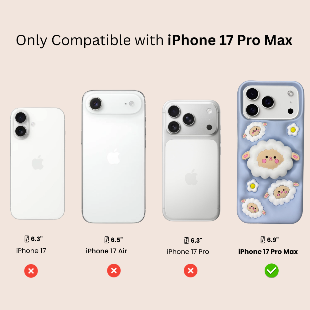 iPhone 17 Pro Max Sheep Soft Silicone Case – Blue