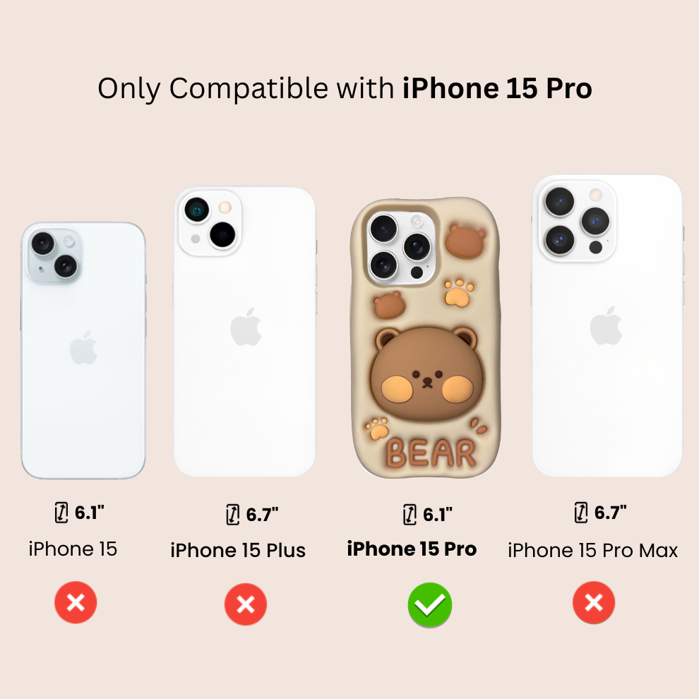 iPhone 15 Pro Bear Soft Silicone Case – Brown