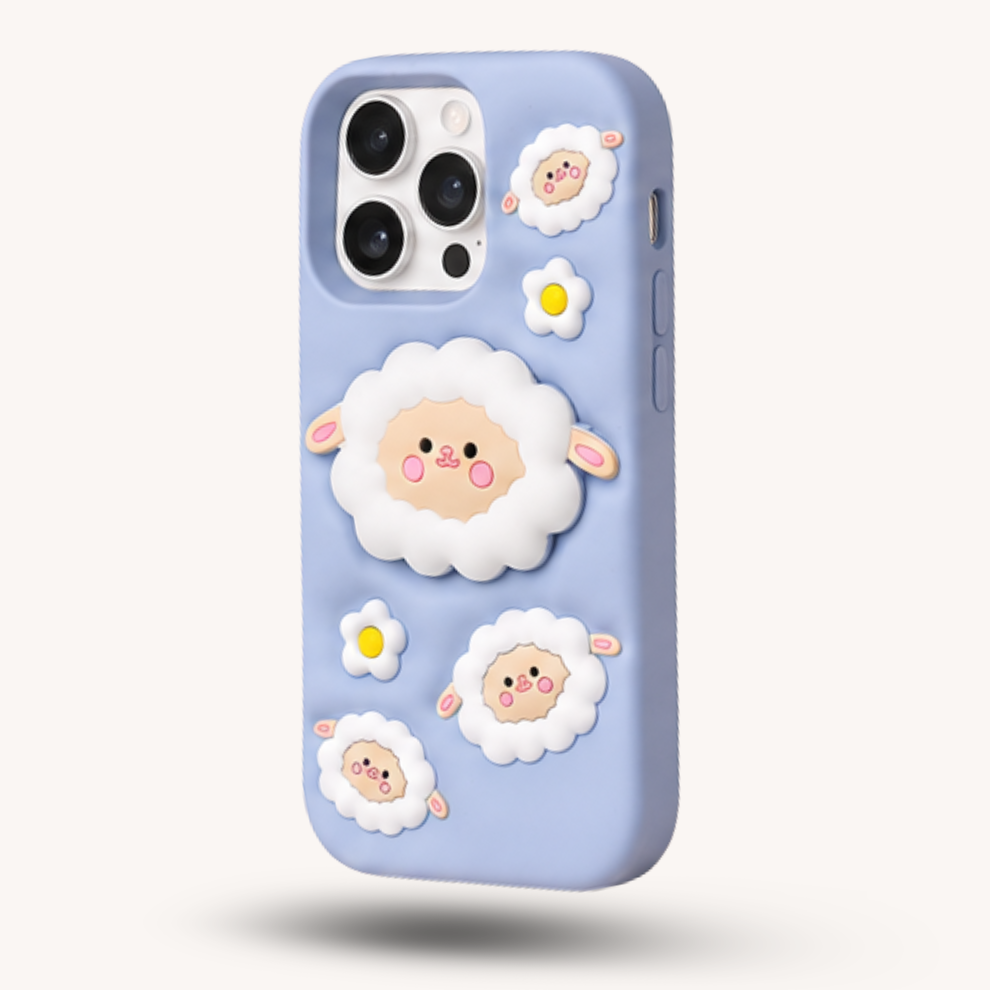 iPhone 16 Pro Max Sheep Soft Silicone Case – Blue